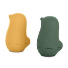 Petite&Mars Silikonske igrače za vodo Love birds Ochre Green 6m+