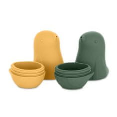 Petite&Mars Silikonske igrače za vodo Love birds Ochre Green 6m+