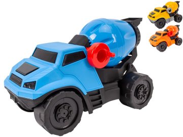 Mešalnik za gradnjo avtomobilov 24 cm s prostim tekom - mešanica barv (oranžna, modra, rumena)