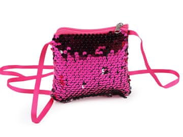 Dekliška torbica / ogrlica z bleščicami 11x10 cm - roza srebrna
