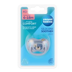 Canpol babies Simetrični silikonski dudelec Simpatične živali 6-18m 1 kos modra