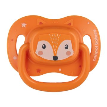Canpol babies Simetrični silikonski dudelec Simpatične živali 6-18m 1 kos oranžna