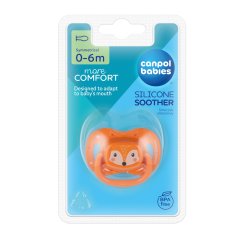 Canpol babies Simetrični silikonski dudelec Simpatične živali 0-6m 1 kos oranžna