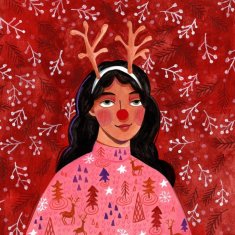 Pelcasa Modern Abstract Christmas Portrait Woman - 70x100 cm 