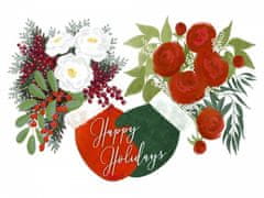 Pelcasa Floral Mittens Happy Holidays In White - 30x40 cm 