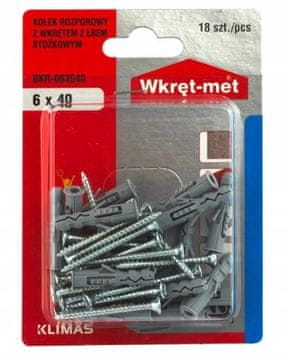 Wkret-Met Univerzalni ekspanzijski vložki z vijaki 6x40mm 18 kosov