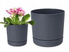 shumee Plastični cvetlični lonček s krožnikom 13x14,6 cm antracitno matiran