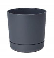 shumee Plastični cvetlični lonček s krožnikom 13x14,6 cm antracitno matiran