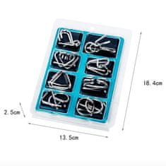 Netscroll 8-delni set kovinskih miselnih ugank, uganke sestavljanke za možganske izzive, IQ test, uganke za odklepanje, miselne igre za otroke in odrasle, stimulacija možganov, SpiralPuzzle