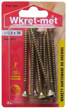 Wkret-Met Kaljeni lesni vijaki 5x70mm 9 kosov PZ2 zlati