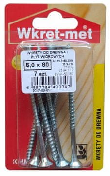 Wkret-Met Kaljeni lesni vijaki 5x80mm 7 kosov PZ2 zlati
