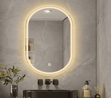 S6 Steklarstvo Šest LED ogledalo S612C, 60x80cm, ovalno LED kopalniško ogledalo, 3 barve LED, dimmer, antifog