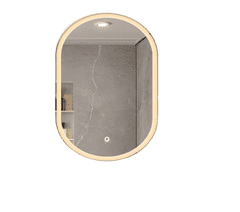 S6 Steklarstvo Šest LED ogledalo S612C, 60x80cm, ovalno LED kopalniško ogledalo, 3 barve LED, dimmer, antifog
