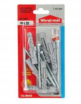 Wkret-Met Razširitveni čepi 10x60-80mm s šesterokotno glavo 7 kosov