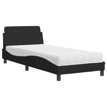 Vidaxl Postelja z vzmetnico Dover črna 90x190 cm blago