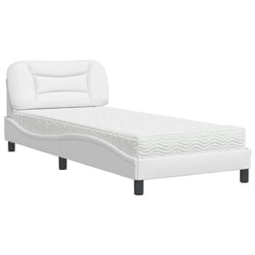 Vidaxl Postelja z vzmetnico Hvar bela 90x190 cm umetno usnje