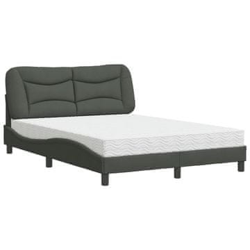 Vidaxl Postelja z vzmetnico Hvar temno siv 140x190 cm blago