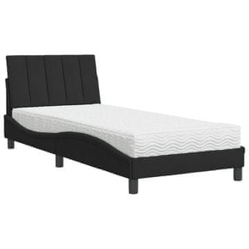 Vidaxl Postelja z vzmetnico Hanko črna 90x190 cm žamet