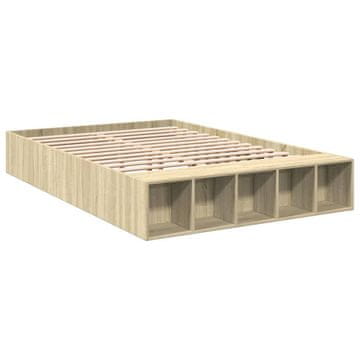 Vidaxl Posteljni okvir sonoma hrast 135x190 cm inženirski les