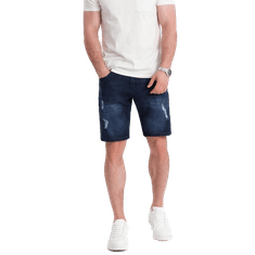 OMBRE Moške kratke hlače iz džinsa z luknjami V3 OM-SRDS-0146 temno modre barve MDN125749 S