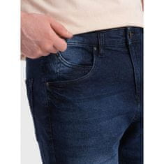 OMBRE Moške kratke hlače iz džinsa s finim pranjem V3 OM-SRDS-0145 temno modra MDN125743 XL