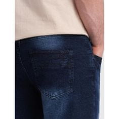 OMBRE Moške kratke hlače iz džinsa s finim pranjem V3 OM-SRDS-0145 temno modra MDN125743 XL