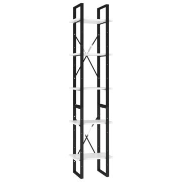 Vidaxl Knjižna omara 5-nadstropna bela 40x30x175 cm inženirski les