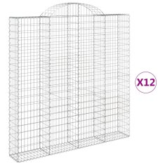 Vidaxl Obokane gabion košare 12 kosa 200x30x200/220cm pocinkano železo