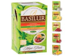 Basilur BASILUR Fruit Infusions - Zeleni sadni čaj, 5 okusov v vrečkah 25 x 1,5 g x6