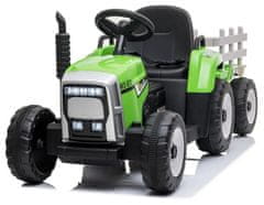 BabyCAR 12v otroški traktor s prikolico zelen