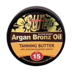 VIVACO Sun Argan Bronz Oil Glitter Effect Tanning Butter SPF15 maslo za sončenje z arganovim oljem in bleščicami 200 ml