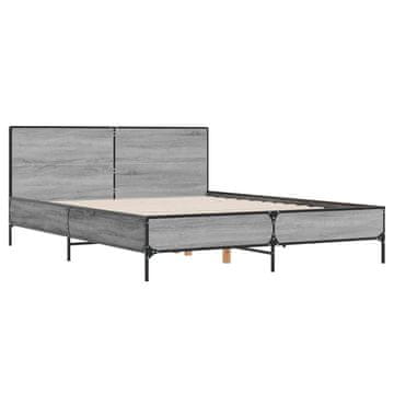 Vidaxl Posteljni okvir siva sonoma 150x200 cm inž. les in kovina