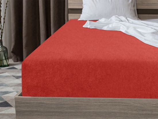 Ljubki dom Posteljnina iz rdečega frotirja 90 x 200 cm