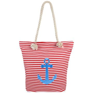 Ljubki dom Torba za plažo ANCHOR, rdeče-bela