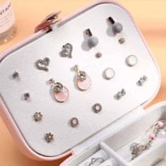 Netscroll Potovalna škatla za nakit, majhen prenosen organizator s kavlji za ogrlice, prostorom za prstane in odstranljivo pregrado, pu usnje, roza, popolno darilo za ženske in dekleta, BoxJewlery