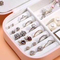 Netscroll Potovalna škatla za nakit, majhen prenosen organizator s kavlji za ogrlice, prostorom za prstane in odstranljivo pregrado, pu usnje, roza, popolno darilo za ženske in dekleta, BoxJewlery