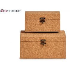 Ljubki dom Set 2 plutovinastih škatel s pokrovom CORK TRUNKS