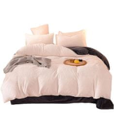 HOME & MARKER® Posteljnina, Posteljne prevleke, Topla posteljnina, Pliš posteljnina ( 1x prevleka za odejo + 1 x prevleka za vzmetnico + 2 x prevleka za vzglavnik, Bež/Siva)| FLEECEDREAM