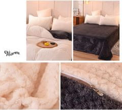 HOME & MARKER® Posteljnina, Posteljne prevleke, Topla posteljnina, Pliš posteljnina ( 1x prevleka za odejo + 1 x prevleka za vzmetnico + 2 x prevleka za vzglavnik, Bež/Siva)| FLEECEDREAM