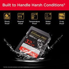 SanDisk Extreme 32GB SDHC spominska katica+ 1 leto RescuePRO Deluxe up to 100MB/s & 60MB/s Branje/Zapisovanje, UHS-I, Class 10, U3, V30