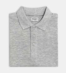 PANTONECLO Moška polo majica iz pike pletenine - rebrast ovratnik in manšete, svetlo siva, XL