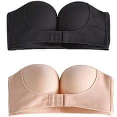 VIVVA® Nedrček brez naramnic, Modrček brez naramnic, Push Up (2 kosa, Bež in Črna) | GLAMBRA 70 A
