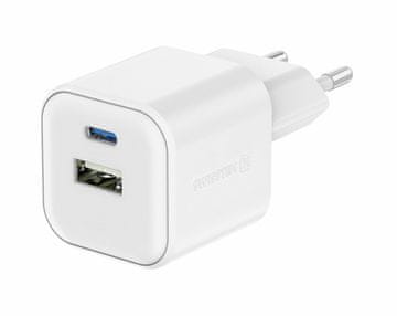 SWISSTEN hišni polnilec, GaN, 1xUSB-C, 1xUSB-A, bel