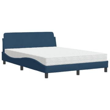 Vidaxl Postelja z vzmetnico Dover modra 140x190 cm blago