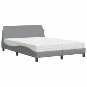 Vidaxl Postelja z vzmetnico Dover svetlo siv 140x190 cm blago