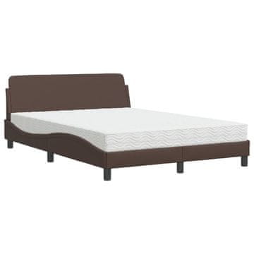 Vidaxl Postelja z vzmetnico Dover rjava 140x190 cm umetno usnje