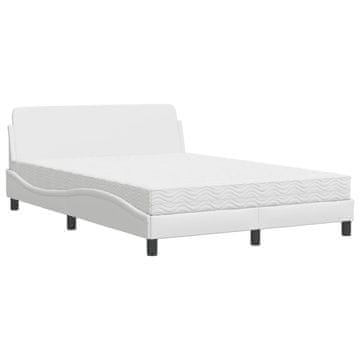 Vidaxl Postelja z vzmetnico Dover bela 140x190 cm umetno usnje