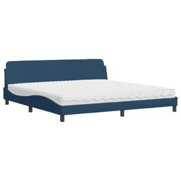 Vidaxl Postelja z vzmetnico Dover modra 200x200 cm blago