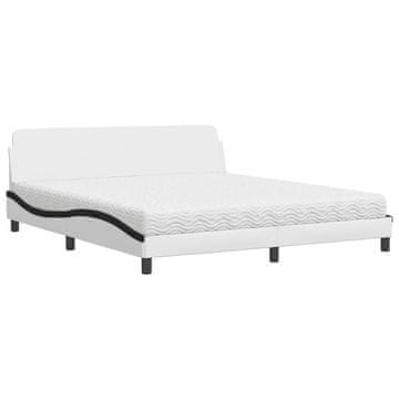 Vidaxl Postelja z vzmetnico Dover bela in črna 180x200 cm umetno usnje