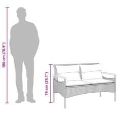 Vidaxl Vrtna klop z blazinami 116x62,5x74 cm bež poli ratan